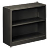 Metal Bookcase, Two-Shelf, 34.5w x 12.63d x 29h, Charcoal