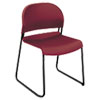 GuestStacker High Density Chairs, Supports 300 lb, 17.5" Seat Height, Mulberry Seat, Mulberry Back, Black Base, 4/Carton