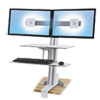 WorkFit S Sit Stand Workstation w Worksurface Dual LCD Monitors White