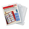 Clear, heavyweight polypropylene pages fit any standard three-ring binders. Each page holds 20 business cards.