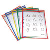 Reusable Dry Erase Pockets 9 x 12 Assorted Primary Colors 5 Pack