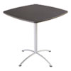 iLand Table, Bistro-Height, Square Top, Contoured Edges, 42 x 42 x 42, Gray Walnut/Silver