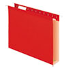 Extra Capacity Reinforced Hanging File Folders with Box Bottom, 2" Capacity, Letter Size, 1/5-Cut Tabs, Red, 25/Box