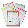 Reusable Dry Erase Pockets 9 x 12 Assorted Neon Colors 10 Pack