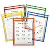 Reusable Dry Erase Pockets 9 x 12 Assorted Primary Colors 5 Pack