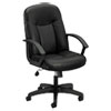 HVL601 Series Executive High-Back Leather Chair, Supports Up to 250 lb, 17.44" to 20.94" Seat Height, Black