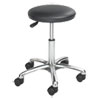 Height-Adjustable Lab Stool, Backless, Supports Up to 250 lb, 16" to 21" Seat Height, Black Seat, Chrome Base