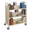 Steel Double-Sided Book Cart, Metal, 6 Shelves, 300 lb Capacity, 36" x 18.5" x 43.5", Sand
