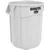 Vented Round Brute Container, 20 gal, Plastic, White