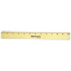 Flat Wood Ruler w Two Double Brass Edges 12 quot; Clear Lacquer Finish