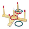 Ring Toss Set Plastic Wood Assorted Colors 4 Rings 5 Pegs Set