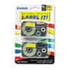Tape Cassettes for KL Label Makers 18mm x 26ft Black on Yellow 2 Pack