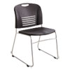 Vy Series Stack Chairs, Supports Up to 350 lb, 18.75" Seat Height, Black Seat, Black Back, Silver Base, 2/Carton