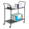 Wire Utility Cart, Metal, 2 Shelves, 400 lb Capacity, 43.75" x 19.25" x 40.5", Black