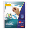 Print amp; Apply Clear Label Dividers w White Tabs 5 Tab 11 1 4 x 9 1 4 5 Sets