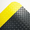 Industrial Deck Plate Anti Fatigue Mat Vinyl 36 x 60 Black Yellow Border