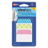 Ultra Tabs Repositionable Tabs, Fashion Patterns: 2" x 1.5", 1/5-Cut, Assorted Colors, 24/Pack