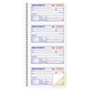 Two-Part Rent Receipt Book, Two-Part Carbonless, 2.75 x 4.75, 4/Page, 200 Forms