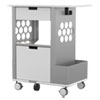 Mobile Storage Cart, Metal, 2 Shelves, 2 Drawers, 1 Bin, 150 lb Capacity, 28" x 20" x 33.5", White
