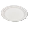 Compostable dinnerware made from sugarcane is microwave and freezer safe.