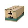 Extra-strength recycled storage boxes with string and button tie closure.