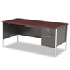 34000 Series Right Pedestal Desk, 66" x 30" x 29.5", Mahogany/Charcoal