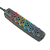 SmartSockets Color Coded Strip Surge Protector 6 Outlets 8ft Cord 1260 Joules