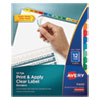Print and Apply Index Maker Clear Label Dividers, 12-Tab, Color Tabs, 11 x 8.5, White, 5 Sets