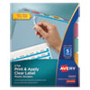Print and Apply Index Maker Clear Label Plastic Dividers with Printable Label Strip, 5-Tab, 11 x 8.5, Assorted Tabs, 5 Sets