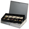 Extra-Wide Steel Cash Box w/10 Compartments, Key Lock, Gray