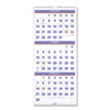 Deluxe Three-Month Reference Wall Calendar, Vertical Orientation, 12 x 27, White Sheets, 14-Month (Dec to Jan): 2022 to 2024