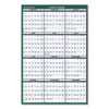 Vertical Erasable Wall Planner, 32 x 48, White/Green Sheets, 12-Month (Jan to Dec): 2024