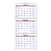 Move-A-Page Three-Month Wall Calendar, 12 x 27, White/Red/Blue Sheets, 15-Month (Dec to Feb): 2023 to 2025