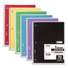 Spiral Notebook, 3-Hole Punched, 1 Subject, Wide/Legal Rule, Randomly Assorted Covers, 10.5 x 7.5, 70 Sheets