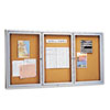 Enclosed Bulletin Board Natural Cork Fiberboard 72 x 36 Silver Aluminum Frame