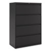 Lateral File, 4 Legal/Letter-Size File Drawers, Black, 36