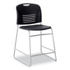 Vy Counter Height Chair, Supports Up to 350 lb, 25" Seat Height, Black Seat, Black Back, Silver Base