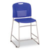 Vy Counter Height Chair, Supports Up to 350 lb, 25" Seat Height, Blue Seat, Blue Back, Silver Base