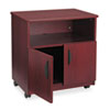 Mobile Machine Stand, Open Compartment, Engineered Wood, 3 Shelves, 200 lb Capacity, 28" x 19.75" x 30.5", Mahogany
