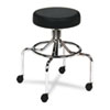 Screw Lift Stool with High Base, Supports Up to 250 lb, 33" Seat Height, Black Seat, Chrome Base, Ships in 1-3 Business Days