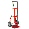 Two-wheel steel hand truck with steel stair glides.