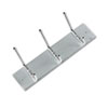 Metal wall racks with hooks.