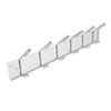 Metal wall racks with hooks.