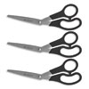 Value Line Stainless Steel Shears, 8" Long, 3.5" Cut Length, Black Offset Handles, 3/Pack