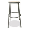 Industrial Metal Shop Stool, Backless, Supports Up to 300 lb, 30" Seat Height, Brown Seat, Gray Base