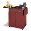Hospitality Cart with Drop Leaves, Engineered Wood, 3 Shelves, 1 Drawer, 32.5" to 56.25" x 20.5" x 38.75", Mahogany