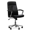 Leather Task Chair, Supports Up to 275 lb, 18.19" to 21.93" Seat Height, Black Seat, Black Back