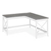 L-Shaped Farmhouse Desk, 58.27" x 58.27" x 29.53", Gray/White