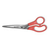 Value Line Stainless Steel Shears, 8" Long, 3.5" Cut Length, Red Straight Handle