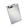 Aluminum portable desktop with high-capacity clip and weatherproof storage box under lid with lip.